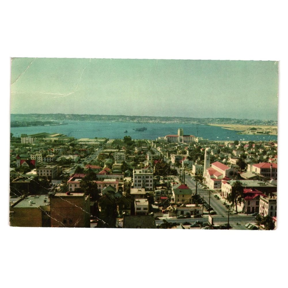 Vintage Postcard San Diego Harbor Union Oil Company 76 Gasoline National Park
